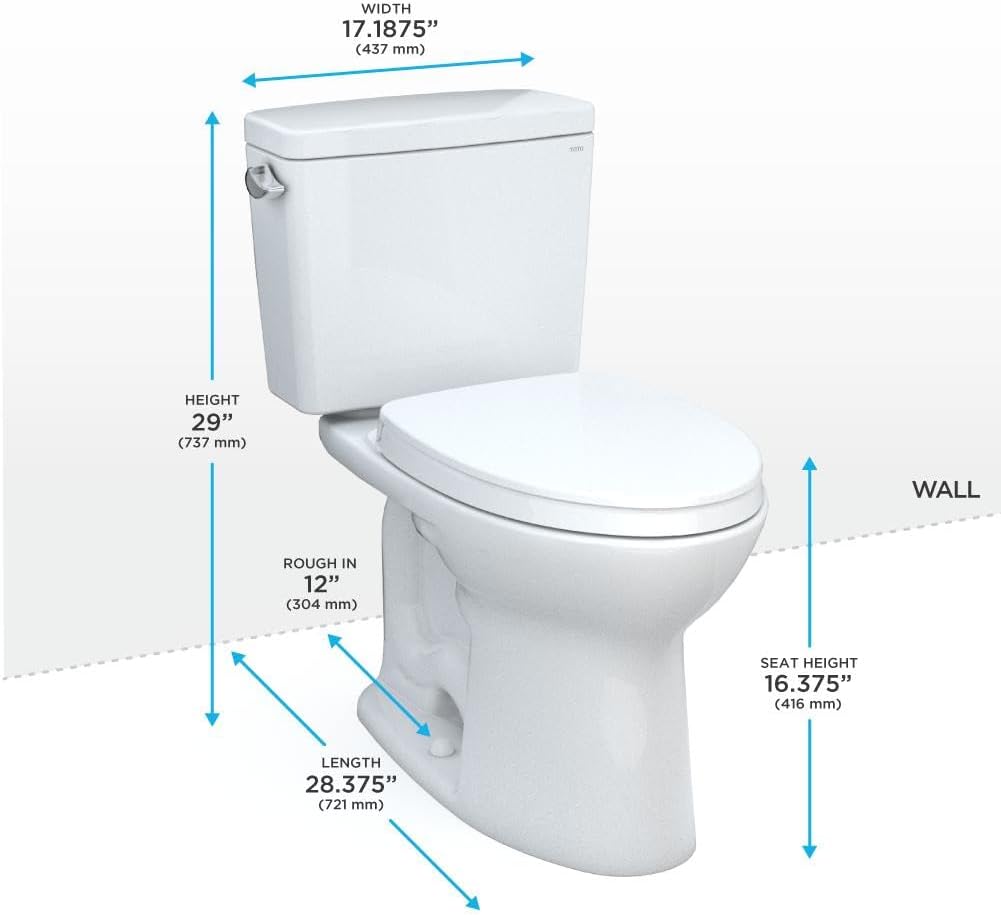 TOTO Drake Two-Piece Elongated 1.28 GPF TORNADO FLUSH Toilet with CEFIONTECT and SoftClose Seat